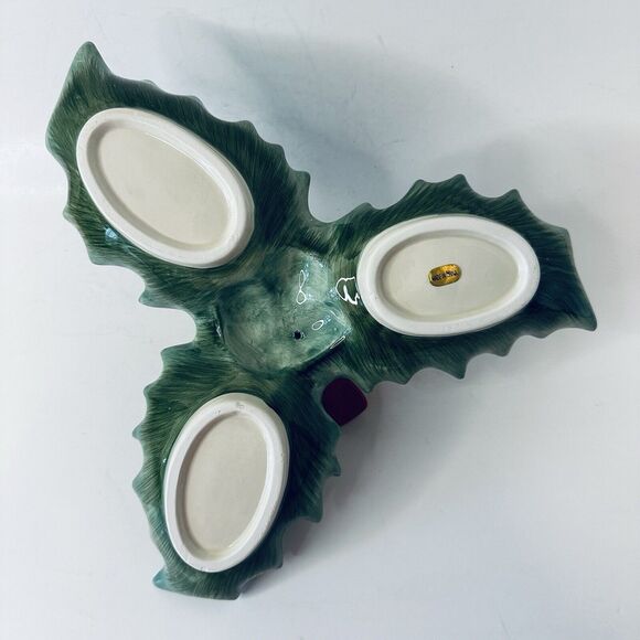 Christmas Traditions Cardinal Holly Ceramic Dish Holiday Red/Green 10" VTG - Picture 16 of 16